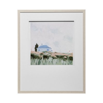 13082 - House on a Hill II by Emma Scarvey a Hand Embellished Textured Framed Art Print Matted under Glass