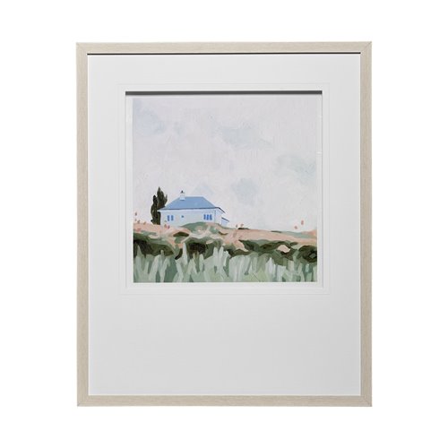 13082 - House on a Hill II by Emma Scarvey a Hand Embellished Textured Framed Art Print Matted under Glass