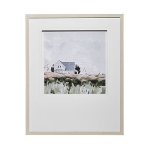 House on a Hill I by Emma Scarvey a Hand Embellished Textured Framed Art Print Matted under Glass