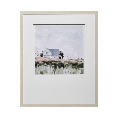 13081 - House on a Hill I by Emma Scarvey a Hand Embellished Textured Framed Art Print Matted under Glass
