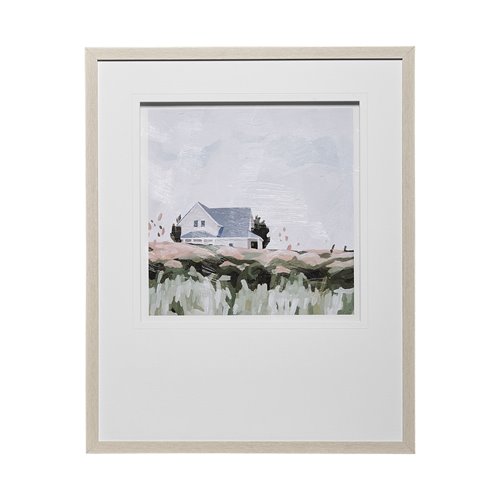 13081 - House on a Hill I by Emma Scarvey a Hand Embellished Textured Framed Art Print Matted under Glass