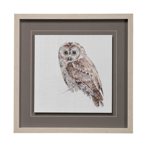 13063 - Forest Friends IX (Owl) by Lisa Audit Hand Embellished Textured Framed Art Print Matted under Glass