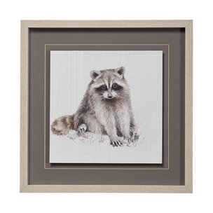 Forest Friends X (Racoon) by Lisa Audit Hand Embellished Textured Framed Art Print Matted under Glas