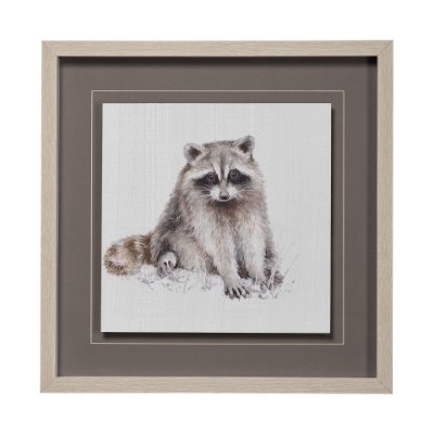 13064 - Forest Friends X (Racoon) by Lisa Audit Hand Embellished Textured Framed Art Print Matted under Glas