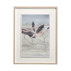 Flamingo II by Mercana Studio a Hand Embellished Textured Framed Art Print Matted under Glass