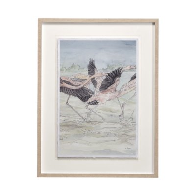 13057 - Flamingo II by Mercana Studio a Hand Embellished Textured Framed Art Print Matted under Glass