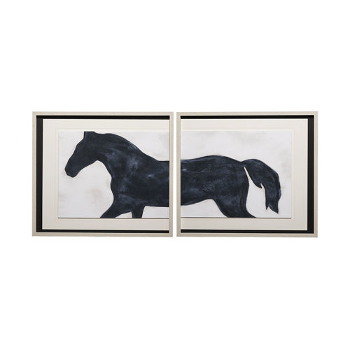 13131 - Equestrian Beauties-Halt by Kristine Hegre a Framed Art Print Matted under Glass