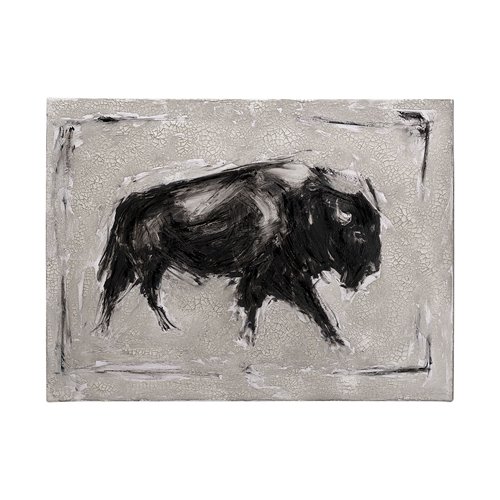 101537-L - Dynamic Bison I by Ethan Harper a Hand Embellished Textured Canvas