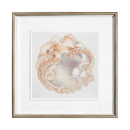 13204 - Who Stole My Precious I Peach by Fiona H a Hand Embellished Textured Framed Print Matted under Glass