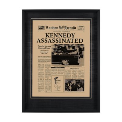 13203 - Kennedy Assassinated by Vintage Collection Hand Embellished Framed Art Photo Matted under Glass