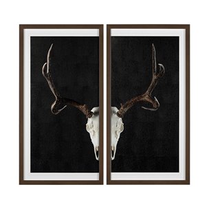 Deer Skull-L by Chris Dunker a Hand Embellished Textured Framed Art Print Matted under Glass