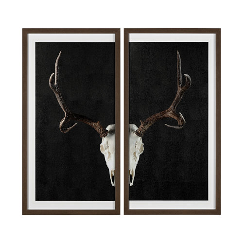 13166 - Deer Skull-L by Chris Dunker a Hand Embellished Textured Framed Art Print Matted under Glass