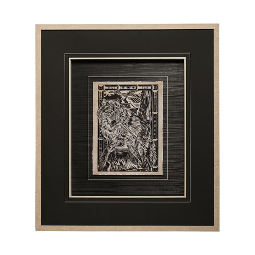 13199 - Linocut IV by Mercana Studio a Hand Embellished Textured Framed Art Print Matted under Glass