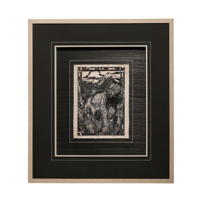 13198 - Linocut III by Mercana Studio a Hand Embellished Textured Framed Art Print Matted under Glass