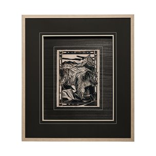 Linocut II by Mercana Studio a Hand Embellished Textured Framed Art Print Matted under Glass