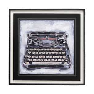 Vintage Typewriter I by Ethan Harper a Hand Embellished Textured Framed Art Print Matted under Glass