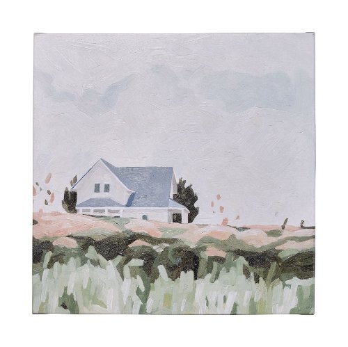 101541-L - House on a Hill I by Emma Scarvey a Hand Embellished Textured Canvas