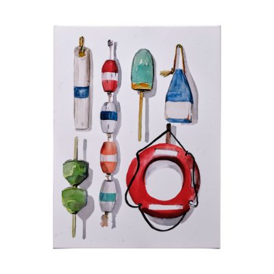 101540-L - Watercolor Buoys II by Mercana Studio a Hand Embellished Textured Canvas