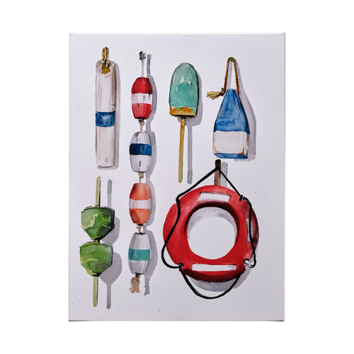 101540-L - Watercolor Buoys II by Mercana Studio a Hand Embellished Textured Canvas