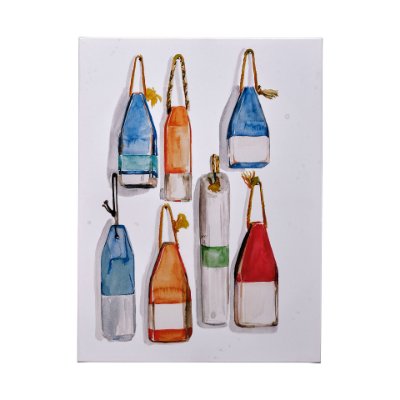 101539-L - Watercolor Buoys I by Jennifer Paxton Parker a Hand Embellished Textured Canvas
