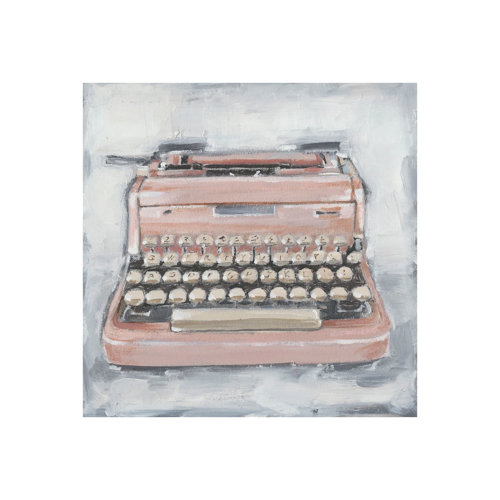101527-S - Vintage Typewriter IV by Ethan Harper a Hand Embellished Textured Canvas