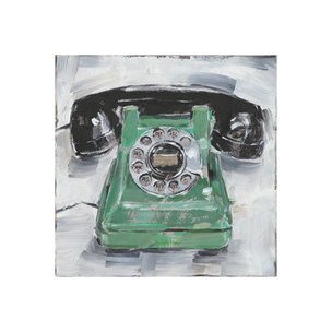 Retro Phone III by Ethan Harper a Hand Embellished Textured Canvas