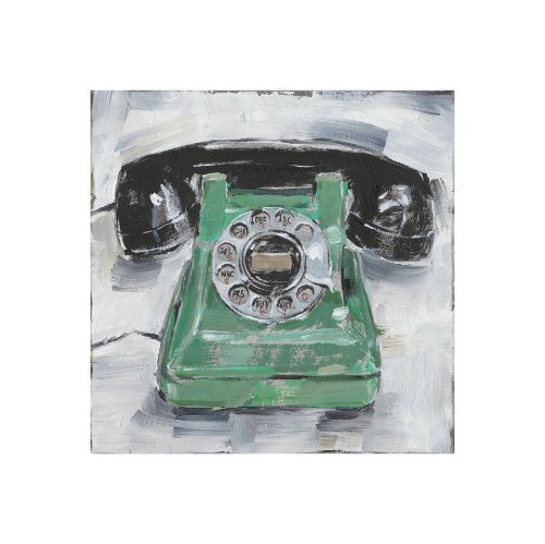 101511-S - Retro Phone III by Ethan Harper a Hand Embellished Textured Canvas