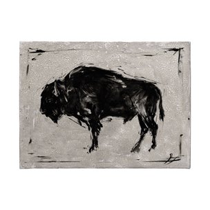 Dynamic Bison II by Ethan Harper a Hand Embellished Textured Canvas