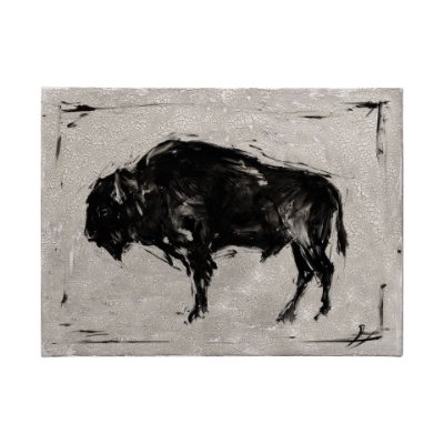 101538-L - Dynamic Bison II by Ethan Harper a Hand Embellished Textured Canvas