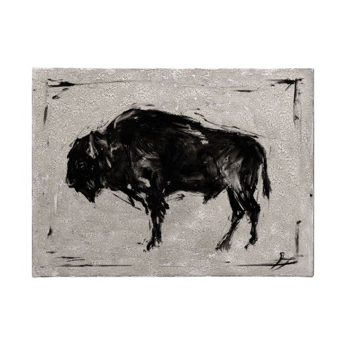 101538-L - Dynamic Bison II by Ethan Harper a Hand Embellished Textured Canvas