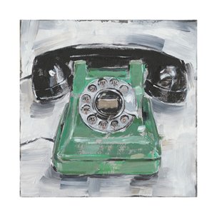 Retro Phone III by Ethan Harper a Hand Embellished Textured Canvas