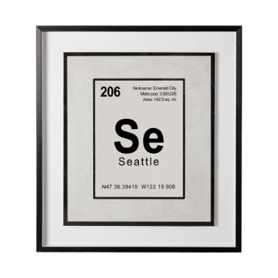 13224 - Seattle by Glartlab a Hand Embellished Textured Framed Art Print Matted under Glass