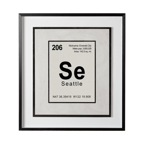 13224 - Seattle by Glartlab a Hand Embellished Textured Framed Art Print Matted under Glass
