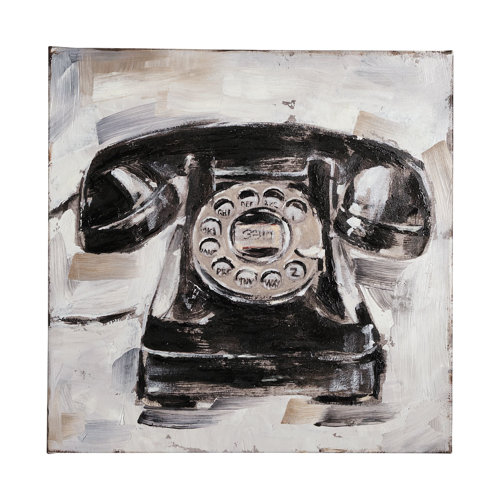 101509-L - Retro Phone I by Ethan Harper a Hand Embellished Textured Canvas