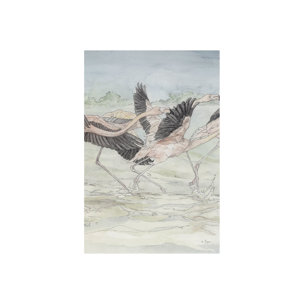 Flamingo II by Mercana Studio a Hand Embellished Textured Canvas