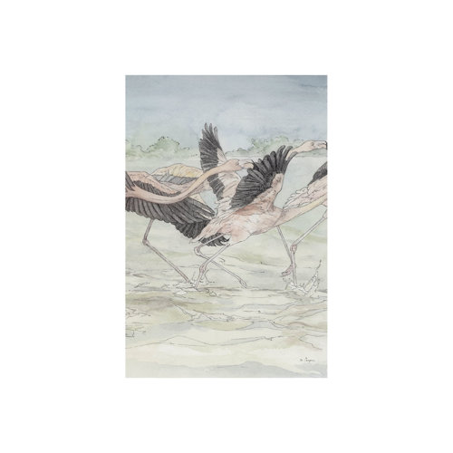 101490-S - Flamingo II by Mercana Studio a Hand Embellished Textured Canvas