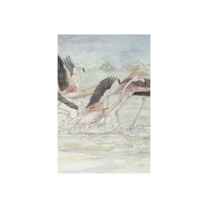 Flamingo I by Mercana Studio a Hand Embellished Textured Canvas