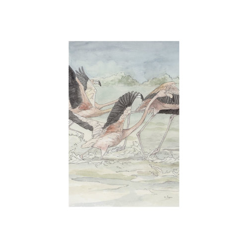 101489-S - Flamingo I by Mercana Studio a Hand Embellished Textured Canvas