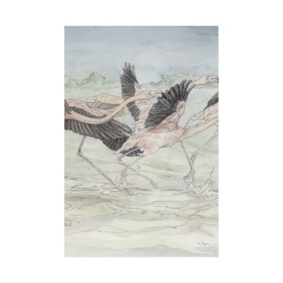 101490-L - Flamingo II by Mercana Studio a Hand Embellished Textured Canvas