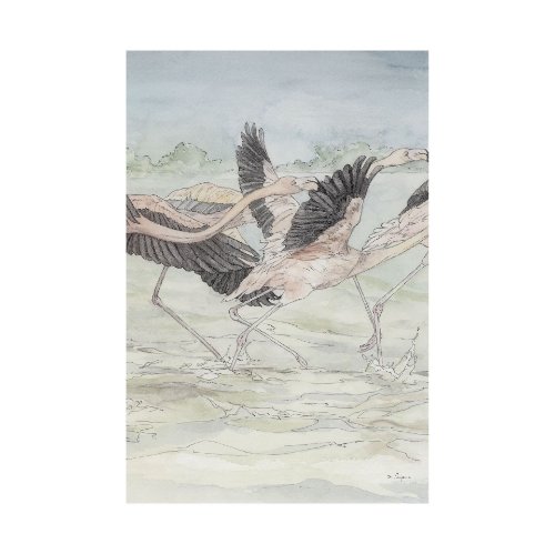 101490-L - Flamingo II by Mercana Studio a Hand Embellished Textured Canvas