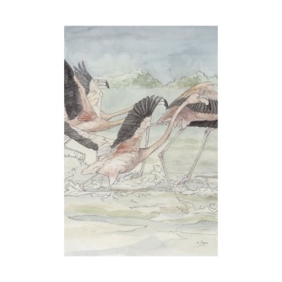 101489-L - Flamingo I by Mercana Studio a Hand Embellished Textured Canvas
