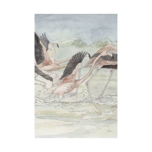 101489-L - Flamingo I by Mercana Studio a Hand Embellished Textured Canvas