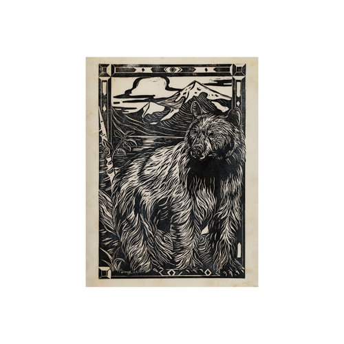 101625-S - Linocut III (Bear) by Mercana Studio a Hand Embellished Textured Canvas