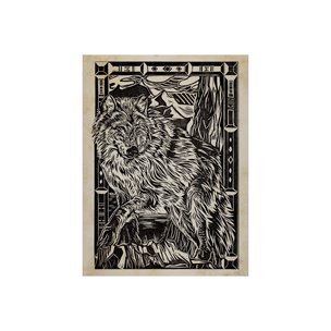 Linocut IV (Wolf) by Mercana Studio a Hand Embellished Textured Canvas