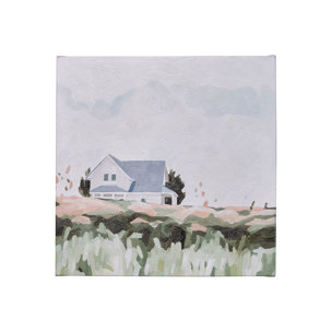 House on a Hill I by Emma Scarvey a Hand Embellished Textured Canvas