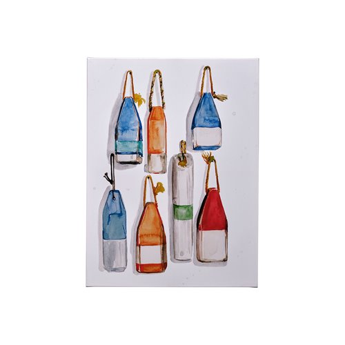 101539-S - Watercolor Buoys I by Jennifer Paxton Parker a Hand Embellished Textured Canvas