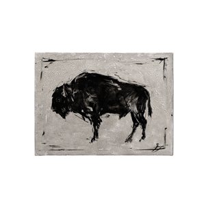 Dynamic Bison II by Ethan Harper a Hand Embellished Textured Canvas