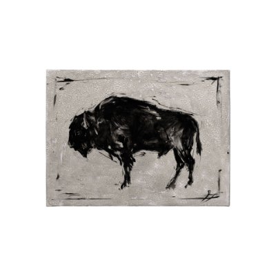 101538-S - Dynamic Bison II by Ethan Harper a Hand Embellished Textured Canvas