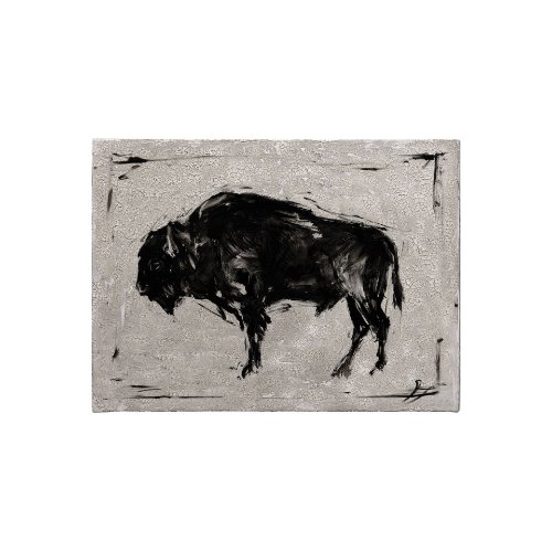 101538-S - Dynamic Bison II by Ethan Harper a Hand Embellished Textured Canvas