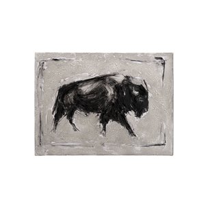 Dynamic Bison I by Ethan Harper a Hand Embellished Textured Canvas